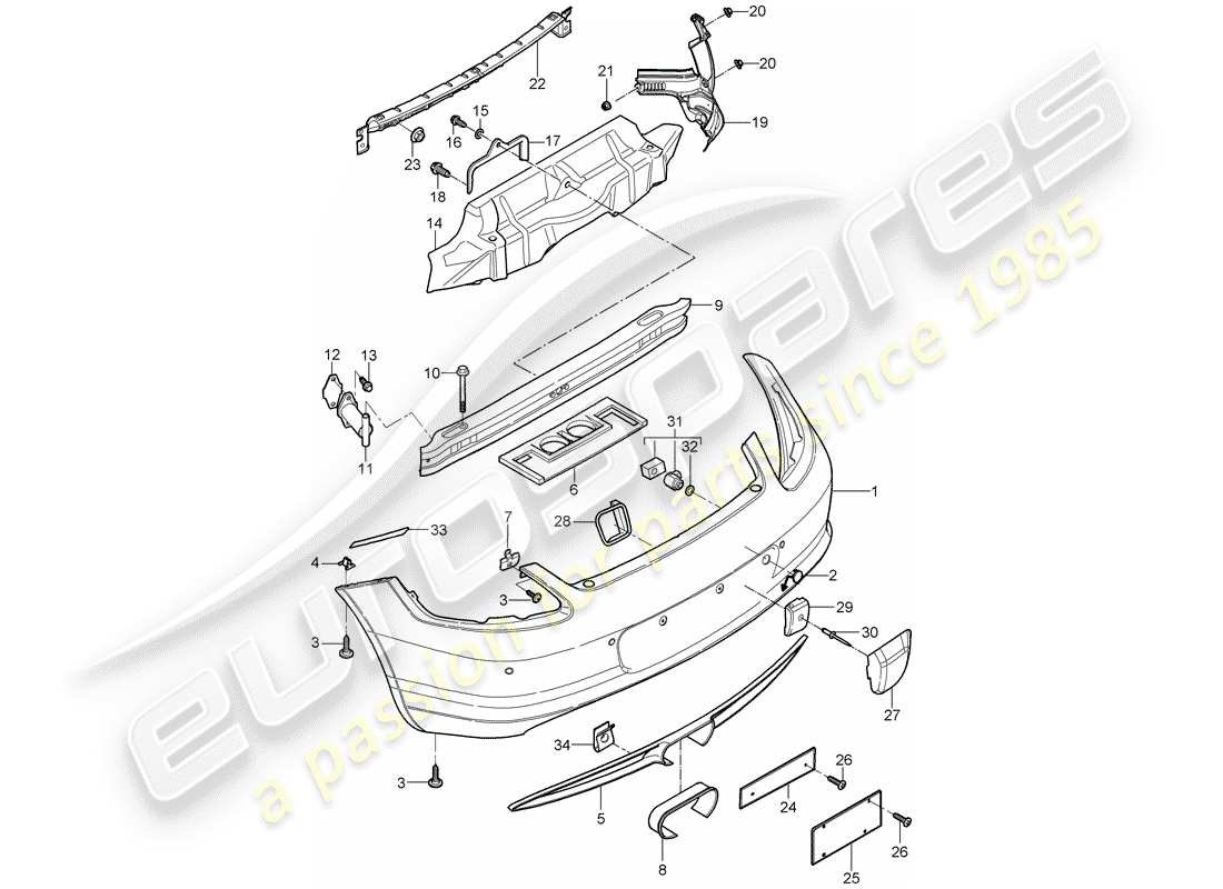 porsche 2012 (987 cayman) paraurti diagramma delle parti
