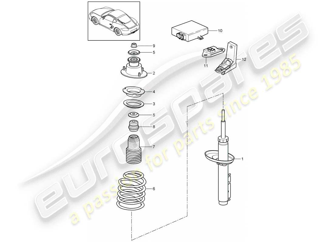 porsche 2011 (987 cayman) ammortizzatore diagramma delle parti