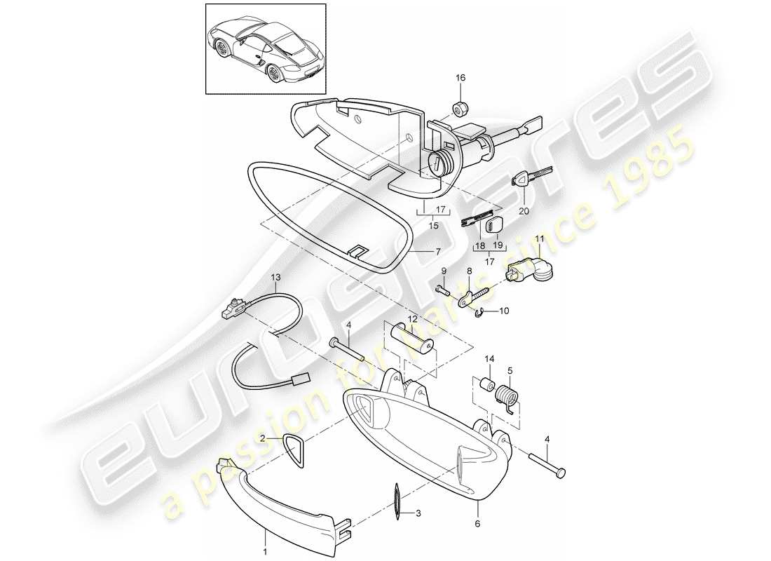 porsche 2012 (987 cayman) maniglia diagramma delle parti