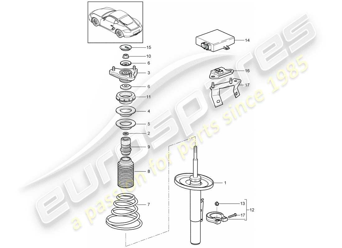 porsche 2011 (987 cayman) sospensione diagramma delle parti