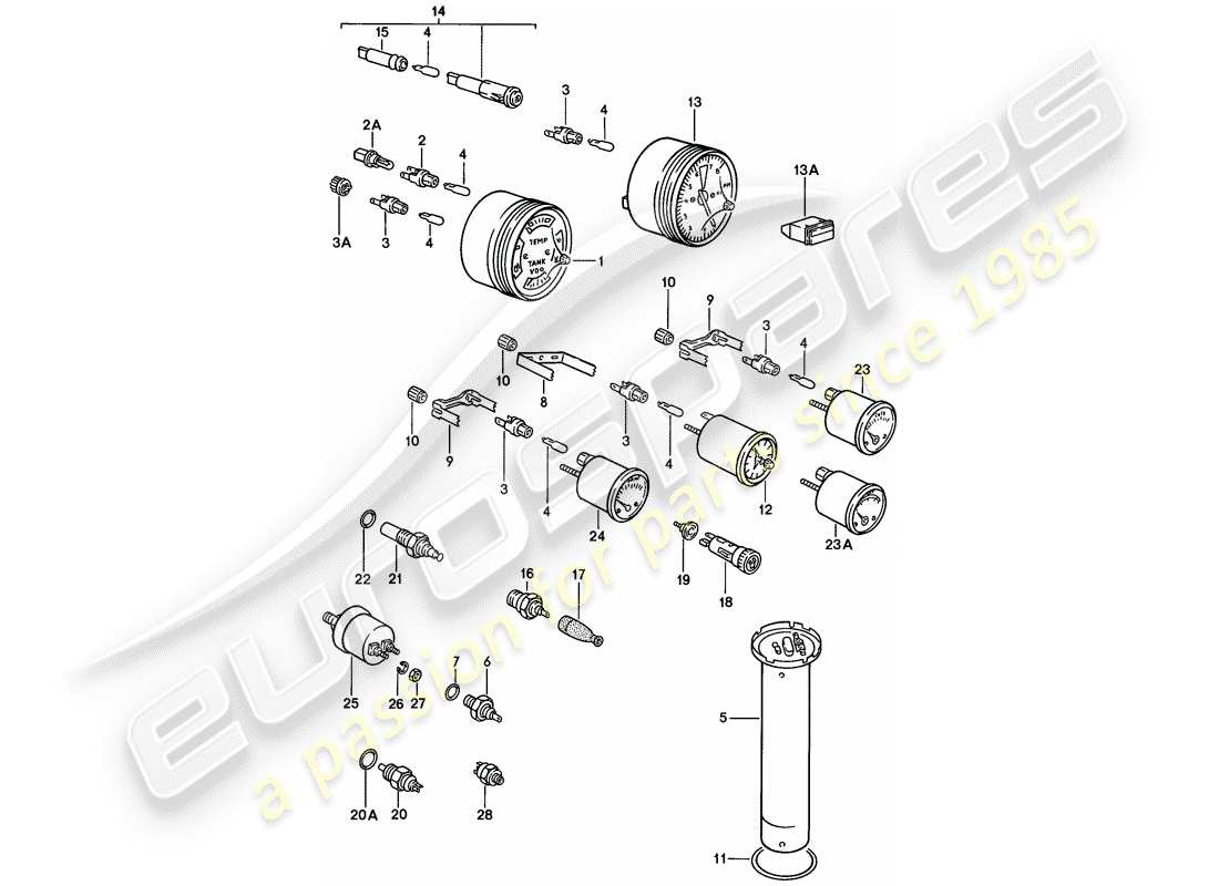 porsche 1977 (924) strumenti diagramma delle parti