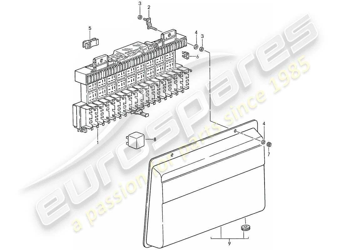 porsche 1987 (959) scatola fusibili/piastra rele' - fusibile - rele' schema parte