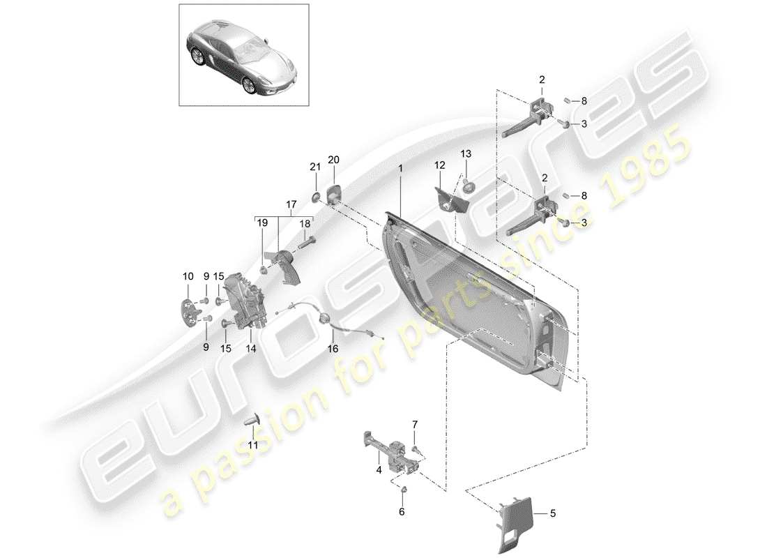 porsche 2015 (981 cayman) schema delle parti guscio della portiera