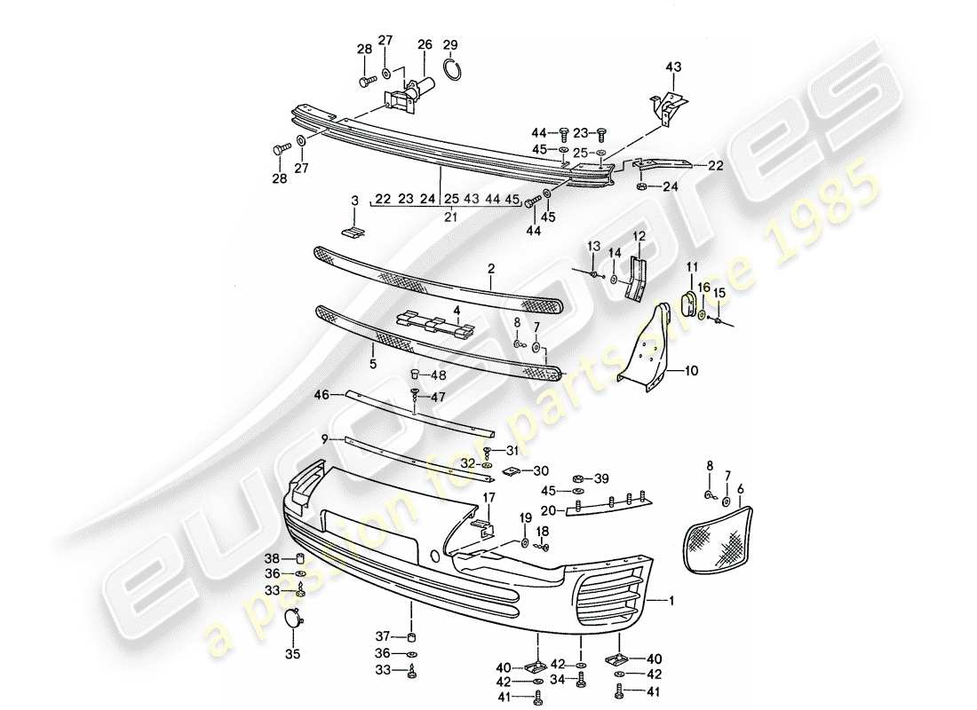 porsche 1987 (959) paraurti diagramma delle parti