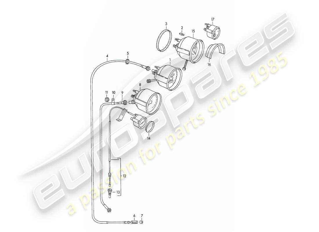 porsche 1956 (356/356a) strumenti diagramma delle parti