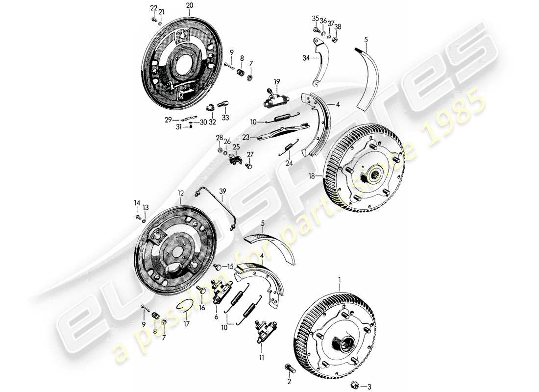 porsche 1963 (356b/356c) freno diagramma delle parti
