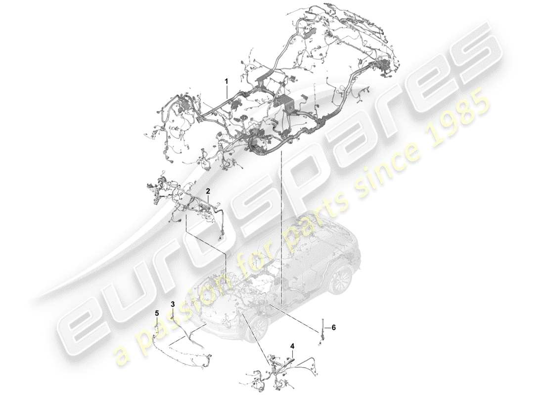 porsche 2020 (cayenne e3 9ya/9yb) cablaggi elettrici schema delle parti