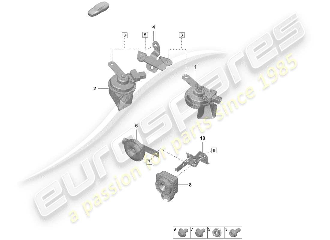 porsche 2019 (992-1) corno di fanfara diagramma delle parti