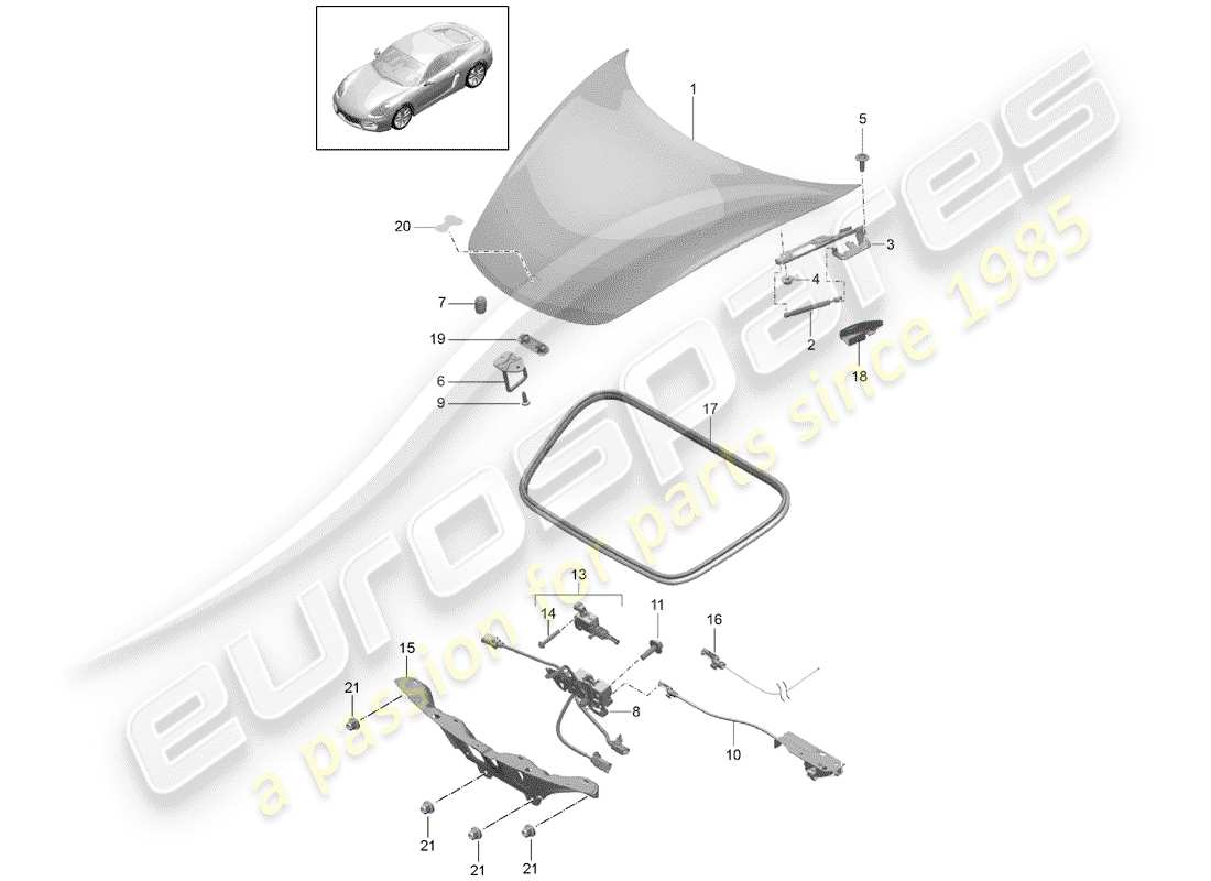 porsche 2015 (981 cayman) copertina diagramma delle parti