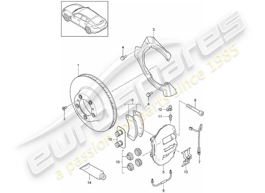 porsche 2014 (panamera 970) freni a disco diagramma delle parti