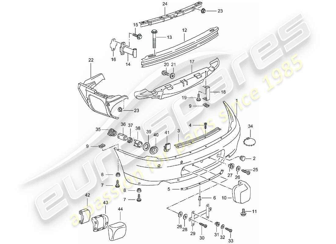 porsche 2003 (996) paraurti diagramma delle parti