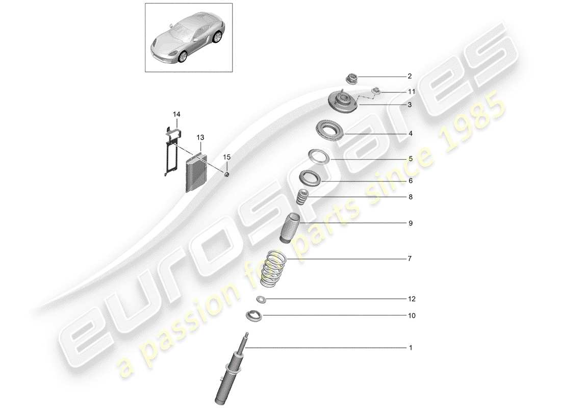 porsche 2019 (718 cayman) sospensione diagramma delle parti
