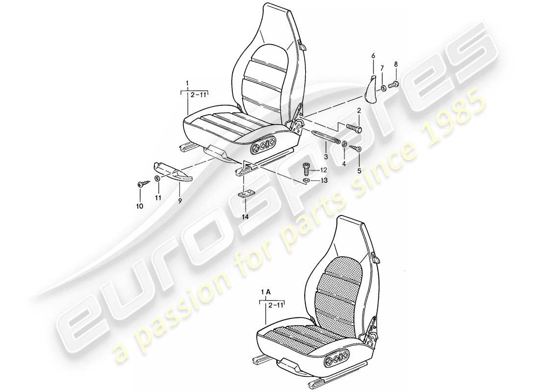 porsche 1990 (928) sedile - completo diagramma delle parti