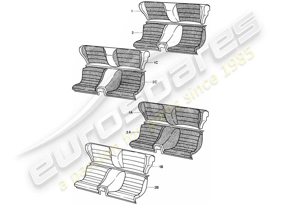 porsche 1982 (944) sedile di emergenza - completo diagramma delle parti