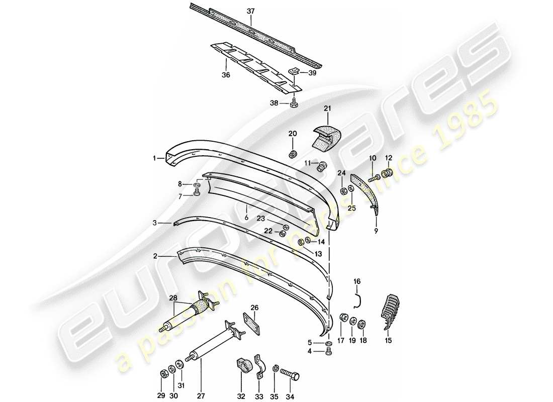 porsche 1986 (911) paraurti diagramma delle parti
