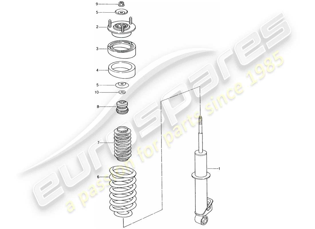 porsche 2001 (996) ammortizzatore - molla eolica diagramma delle parti