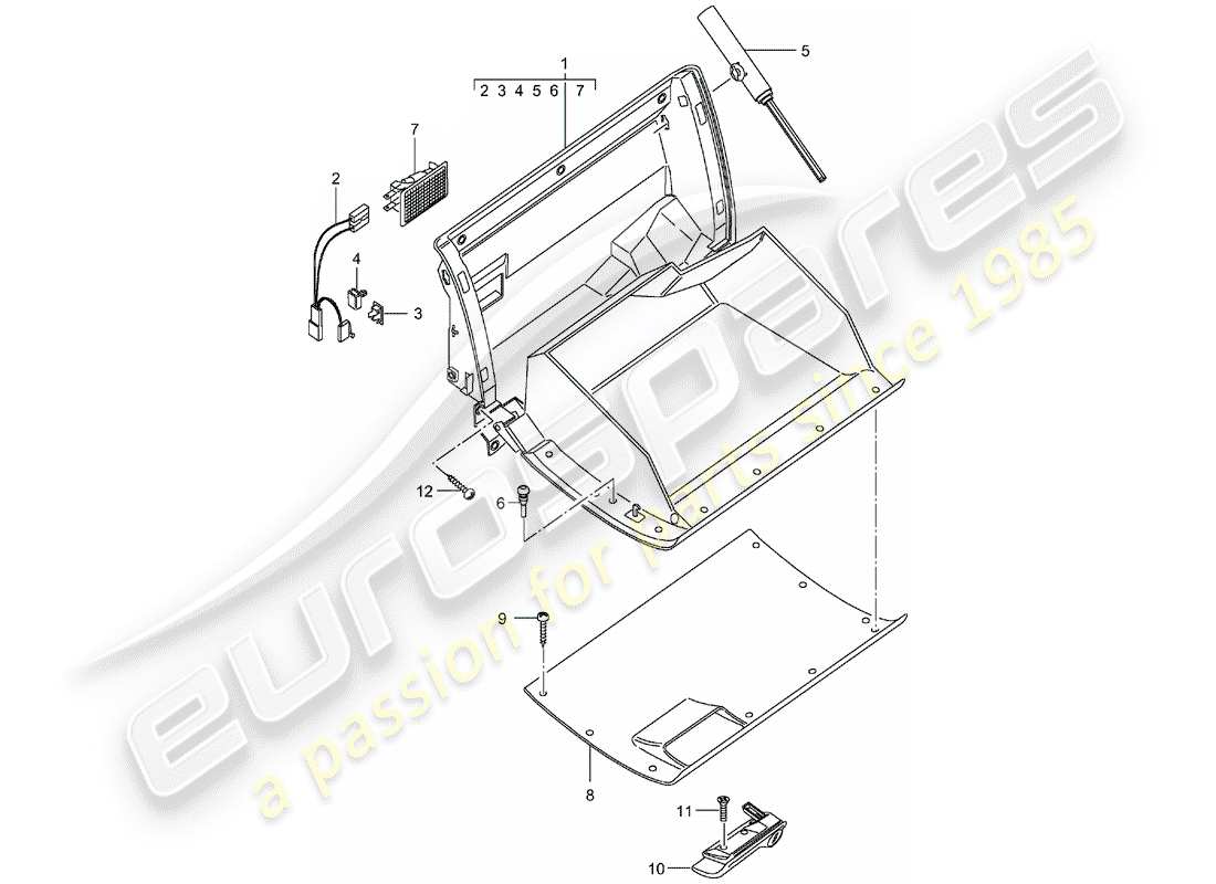 porsche 2003 (996 turbo / gt2) scatola portaoggetti - d - mj 2002>> diagramma delle parti