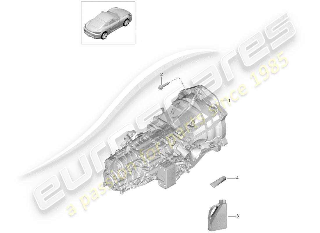 porsche 2019 (718 cayman) schema delle parti del cambio manuale