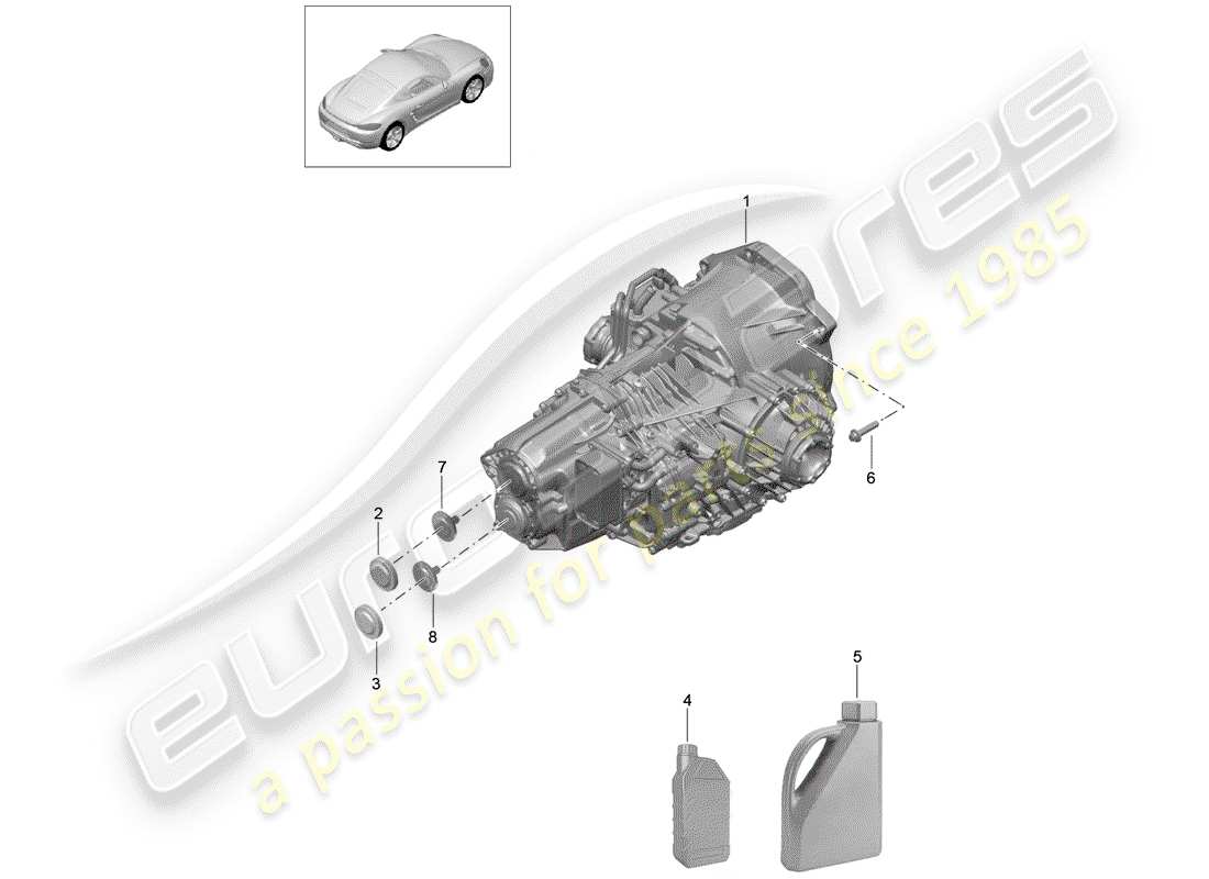 porsche 2019 (718 cayman) - pdk - diagramma delle parti