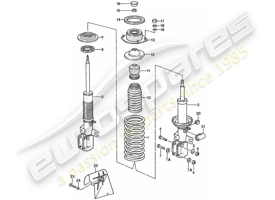 porsche 1992 (968) sospensioni - ammortizzatore diagramma delle parti
