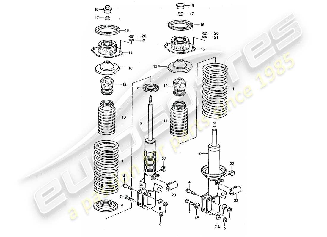 porsche 1991 (944) sospensioni - ammortizzatore diagramma delle parti