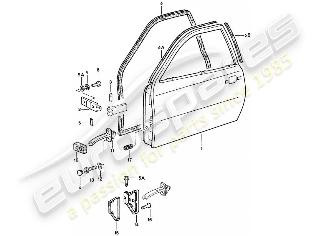 porsche 1976 (924) porta diagramma delle parti