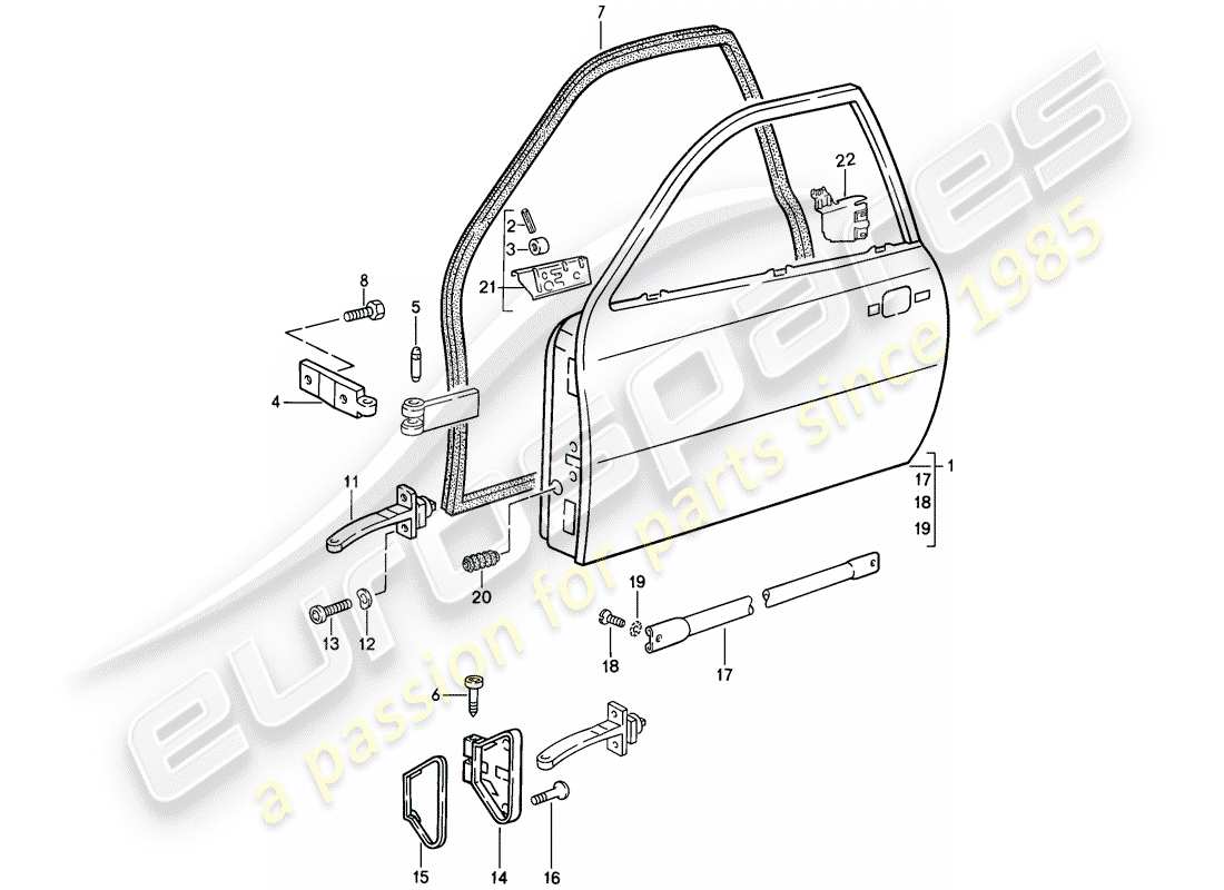porsche 1986 (944) porta diagramma delle parti