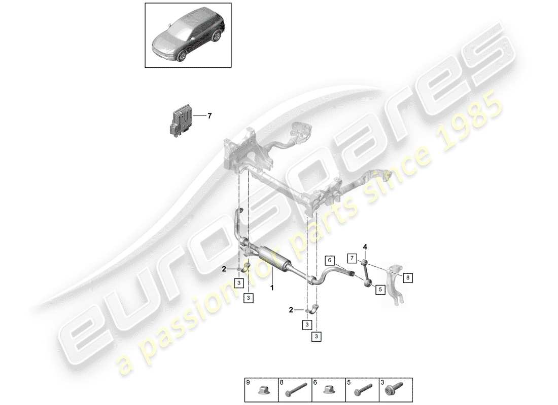porsche 2020 (cayenne e3 9ya/9yb) diagramma delle parti stabilizzatore