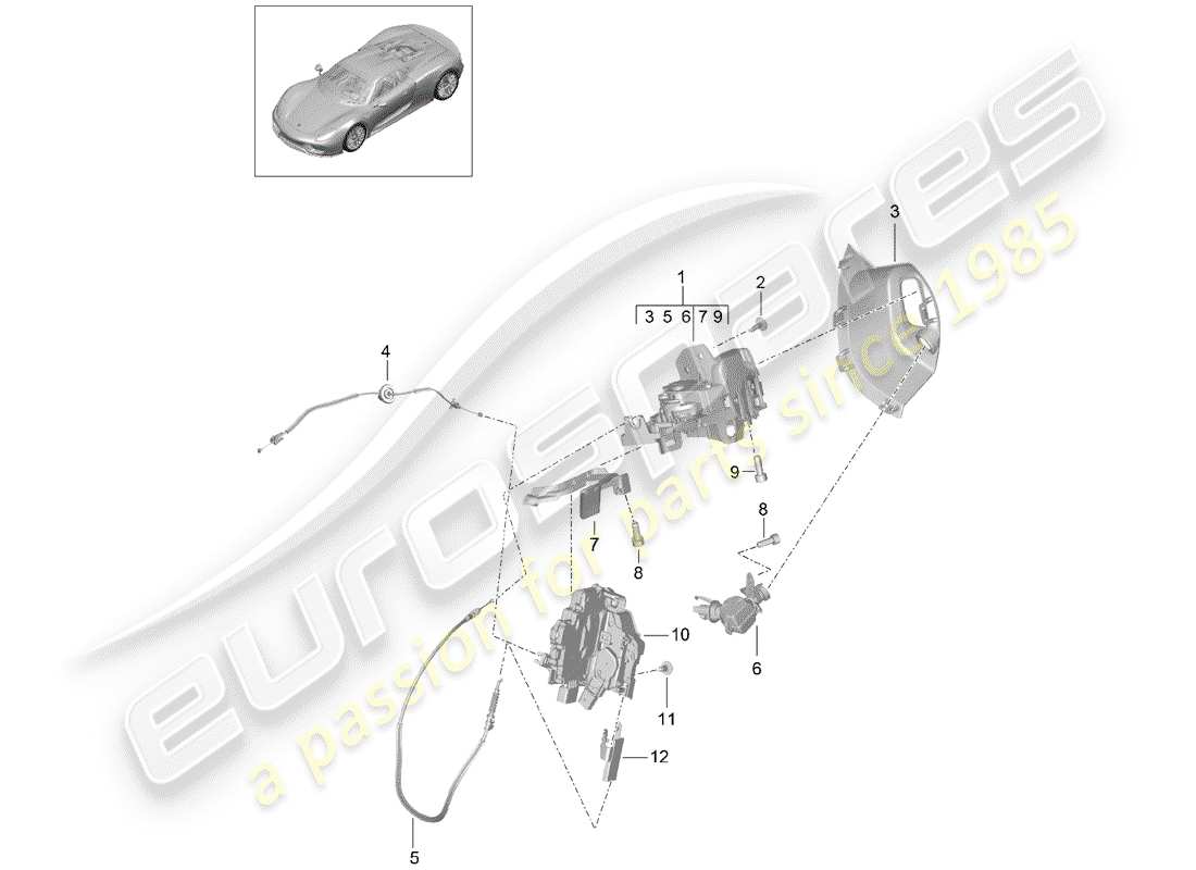 porsche 2015 (918 spyder) diagramma delle parti maniglia della portiera