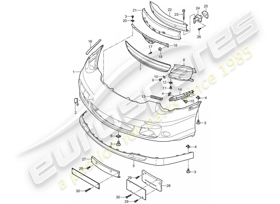 porsche 2008 (997-1 turbo / gt2) paraurti diagramma delle parti