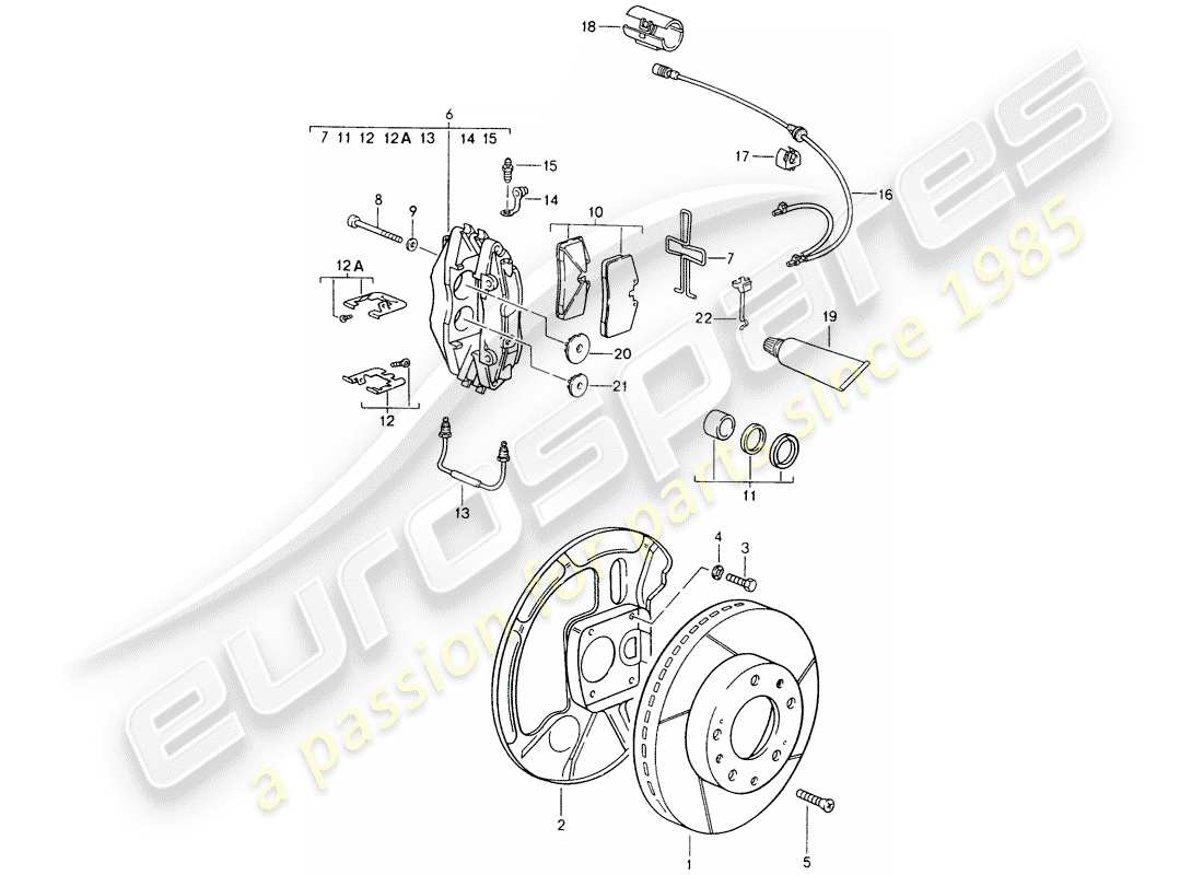 porsche 1993 (928) freni a disco - vedi informazioni tecniche - gr.4 nr. 1/89 diagramma delle parti