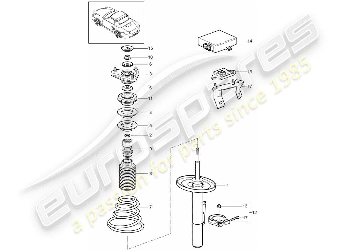 porsche 2009 (987 boxster) schema delle parti sospensione