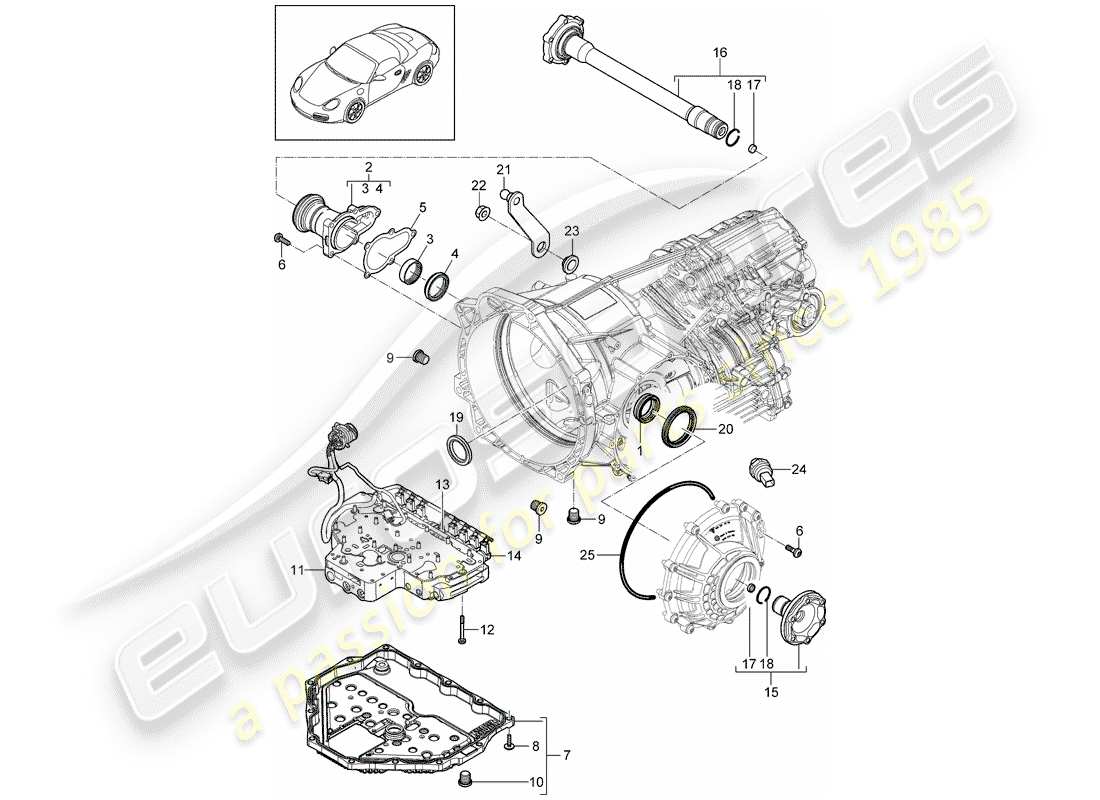 porsche 2009 (987 boxster) - pdk - diagramma delle parti