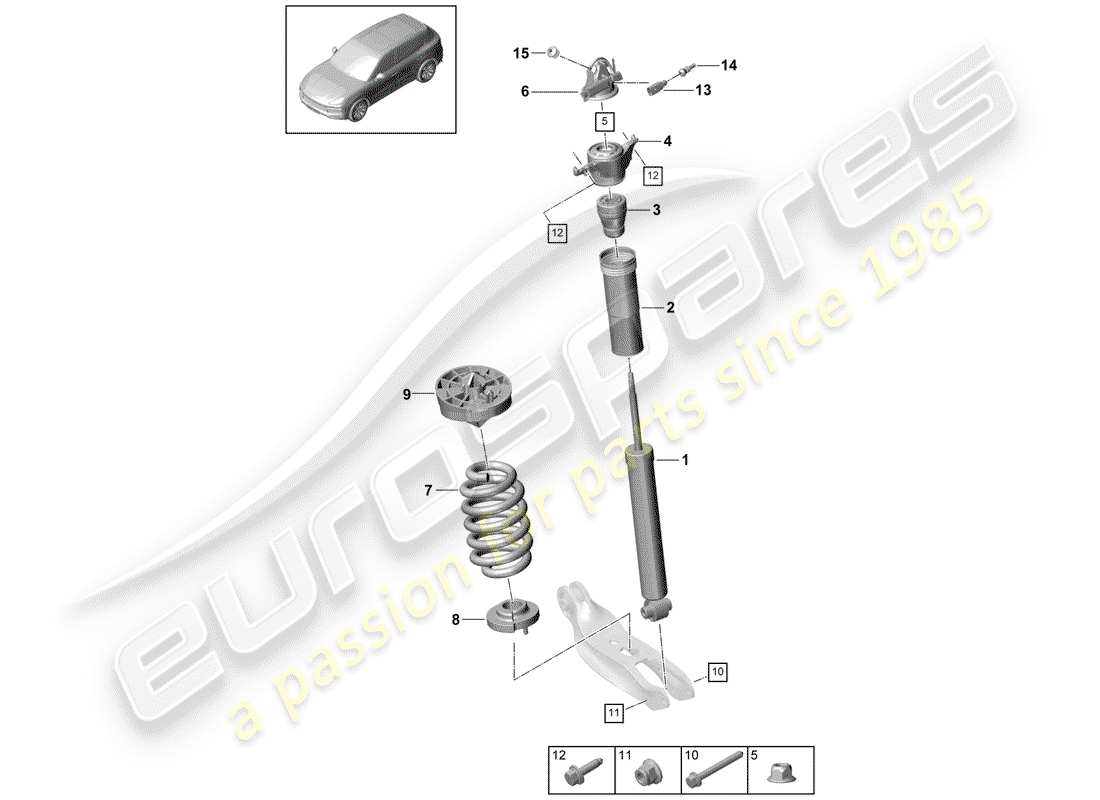 porsche 2019 (cayenne e3 9ya/9yb) ammortizzatore diagramma delle parti