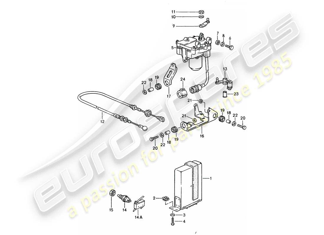 porsche 1986 (944) sistema di controllo della velocità di crociera diagramma delle parti