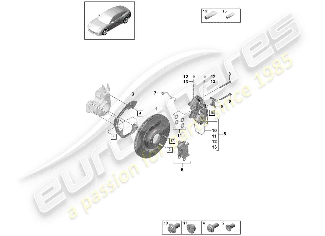 porsche 2020 (panamera 971-1) freni a disco diagramma delle parti