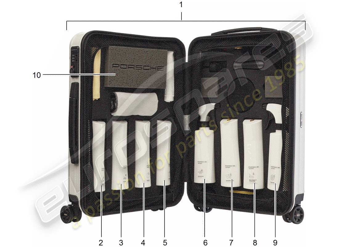 porsche tequipment panamera (2011) agente di pulizia diagramma delle parti