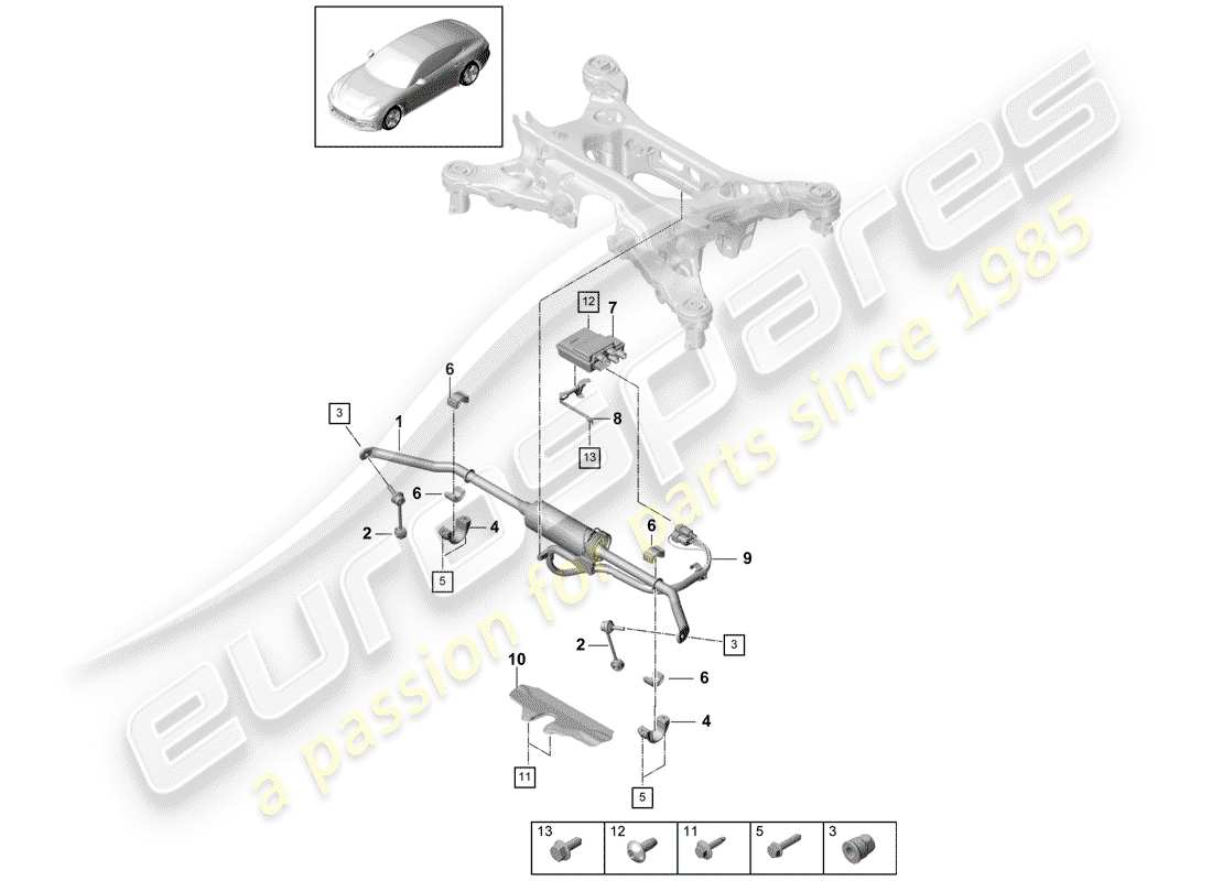 porsche 2020 (panamera 971-1) stabilizzatore diagramma delle parti