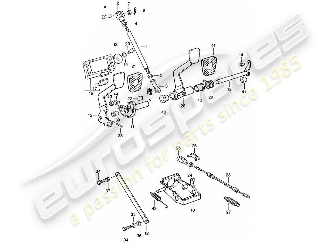 porsche 1987 (911) pedali - d >> - mj 1988 diagramma delle parti