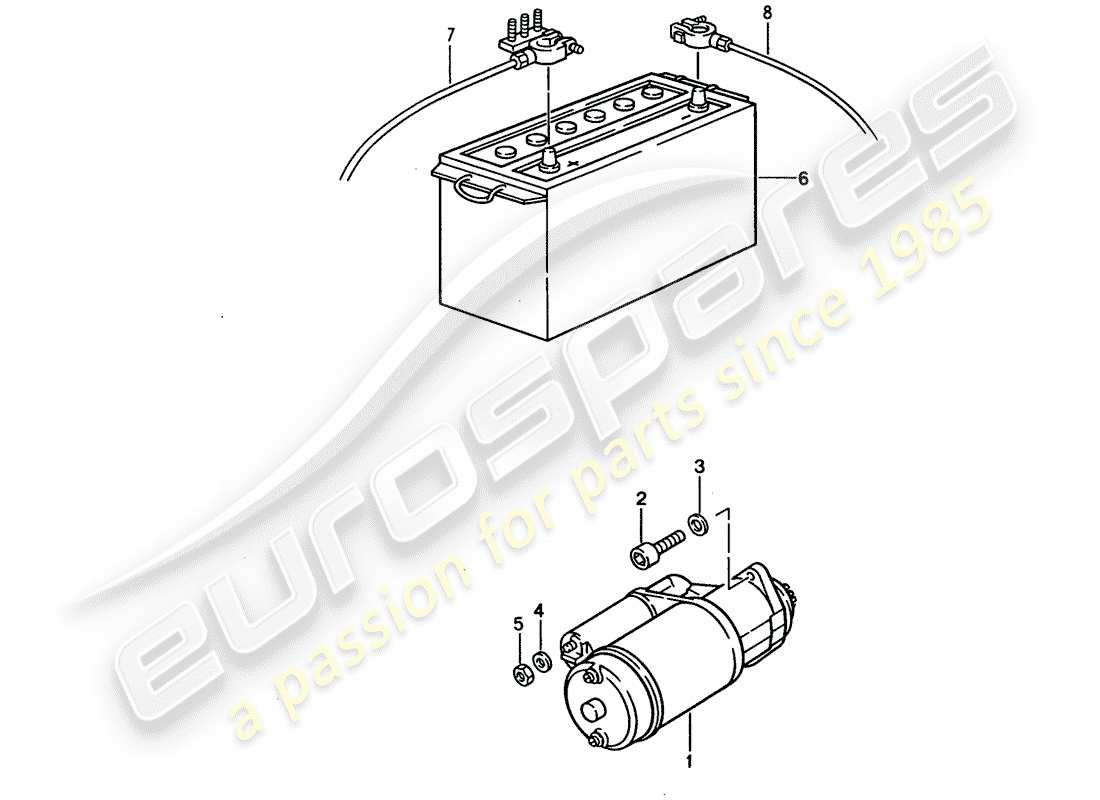 porsche 1994 (928) avviamento - batteria diagramma delle parti