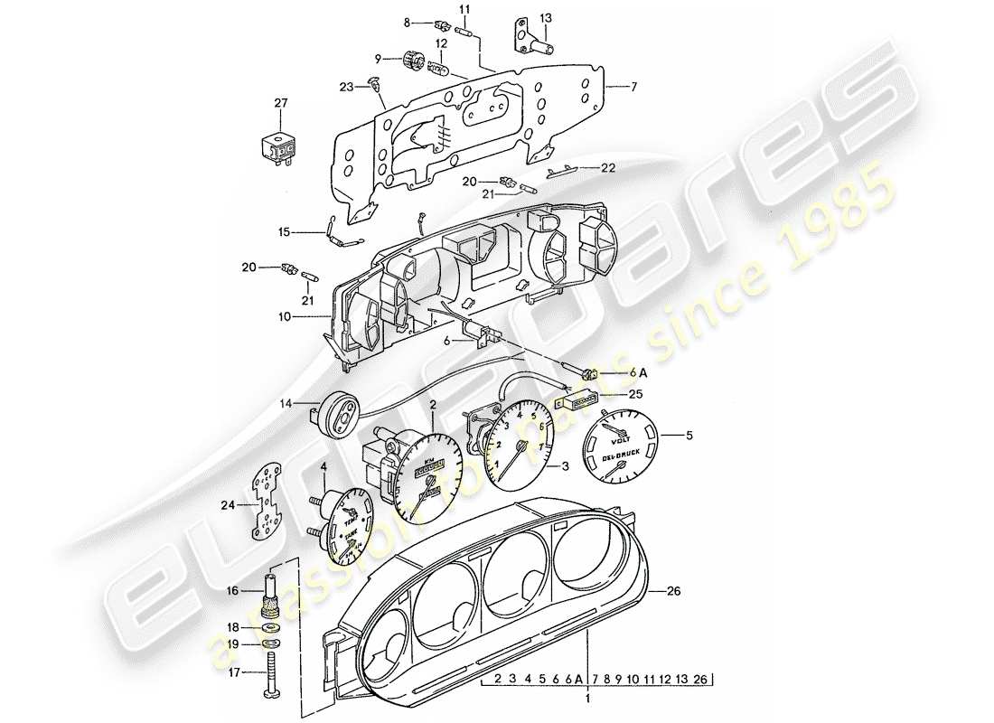 porsche 1990 (928) quadro strumenti - d >> - mj 1988 schema delle parti