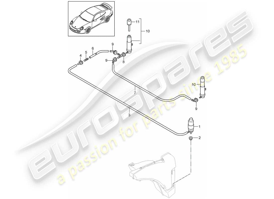 porsche 2013 (997-2 turbo / gt2 rs) impianto rondella diagramma delle parti
