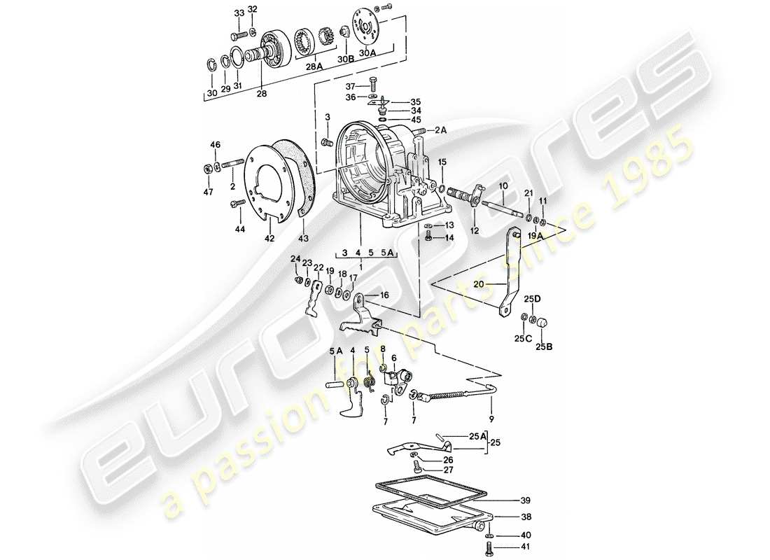 porsche 1986 (944) cassa trasmissione - cambio automatico diagramma delle parti