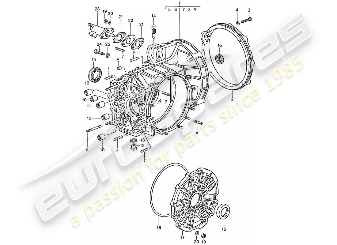 porsche 1988 (959) trasmissione di ricambio - cassa trasmissione diagramma delle parti