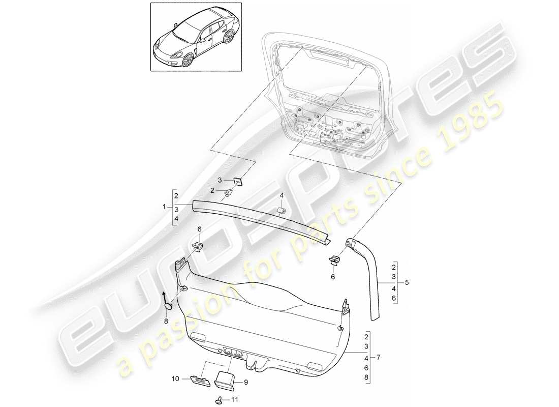 porsche 2013 (panamera 970) diagramma delle parti trims