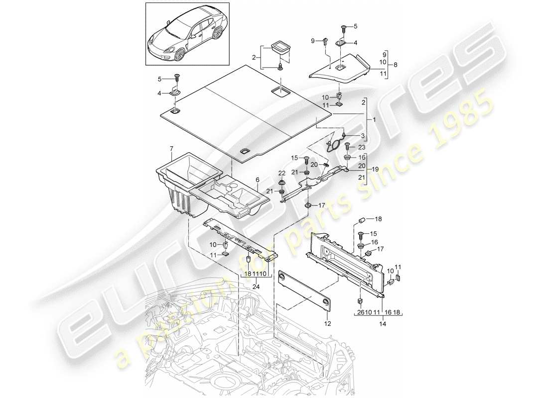 porsche 2013 (panamera 970) finiture diagramma delle parti