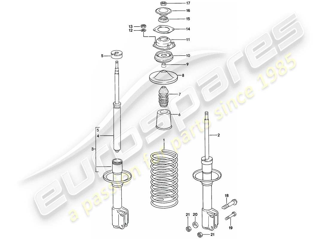 porsche 1982 (944) sospensioni - ammortizzatore diagramma delle parti