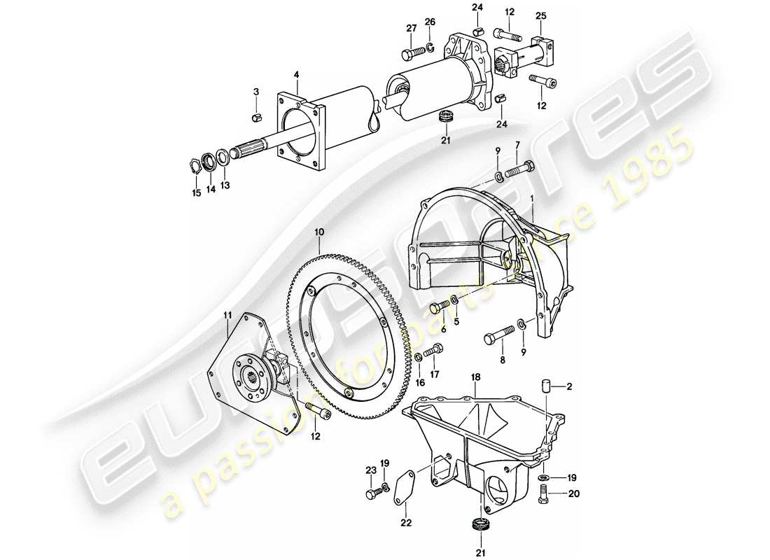 porsche 1980 (928) tubo centrale - cambio automatico diagramma delle parti