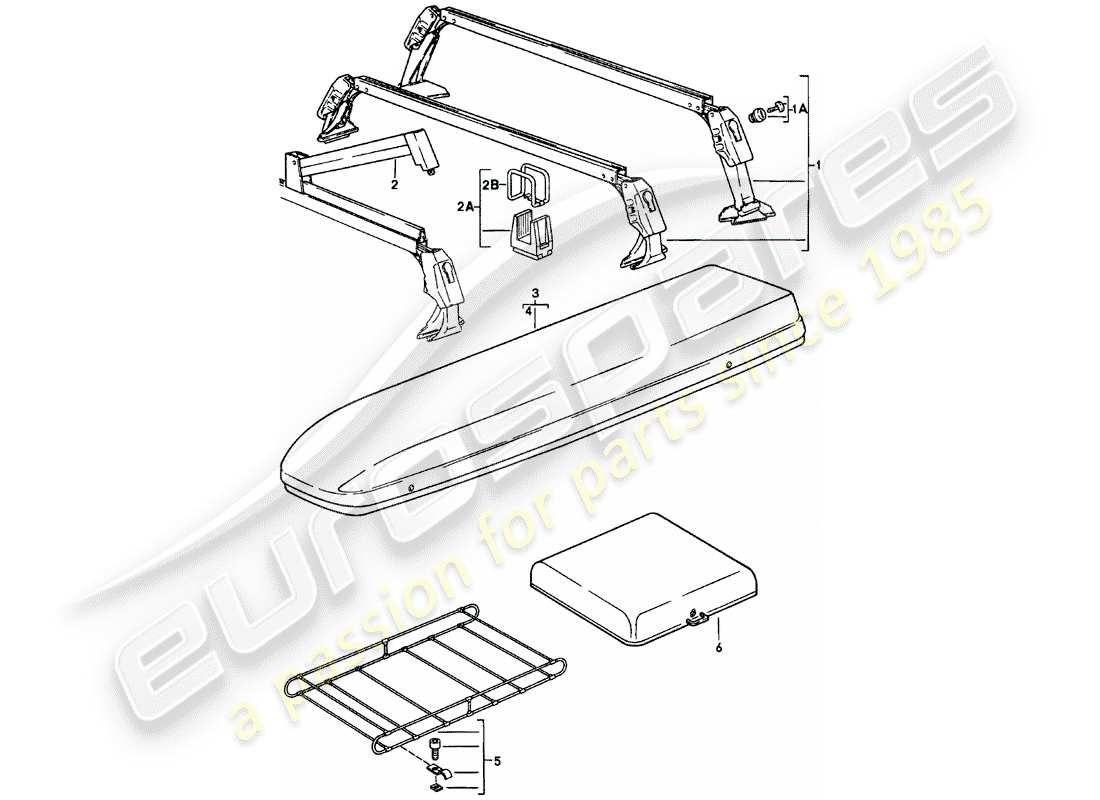 porsche 1978 (911) sistema di trasporto sul tetto - - 1 - diagramma delle parti