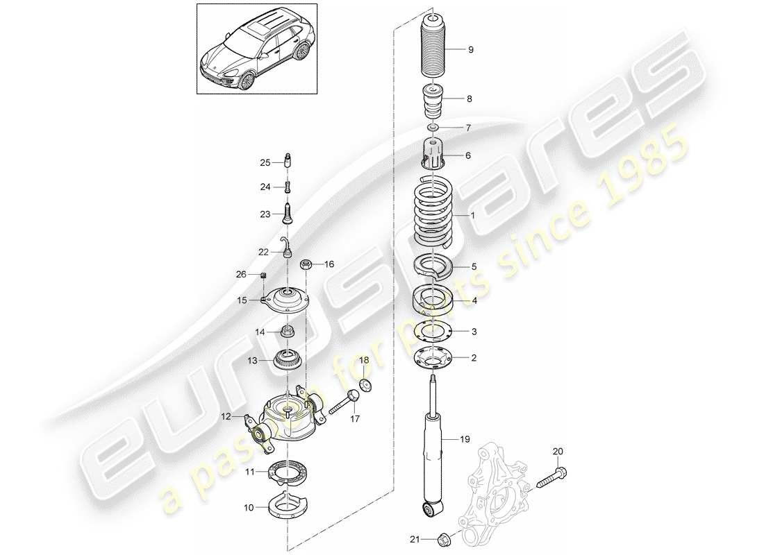 porsche 2014 (cayenne e2 92a) sospensione diagramma delle parti